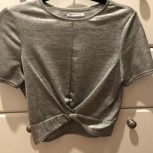 Zara silver cropped top with knot